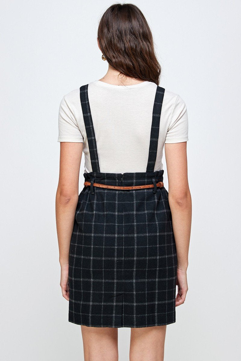 Plaid Suspender Skirt with Belt Detail | Apparel | Kitchen + Metal