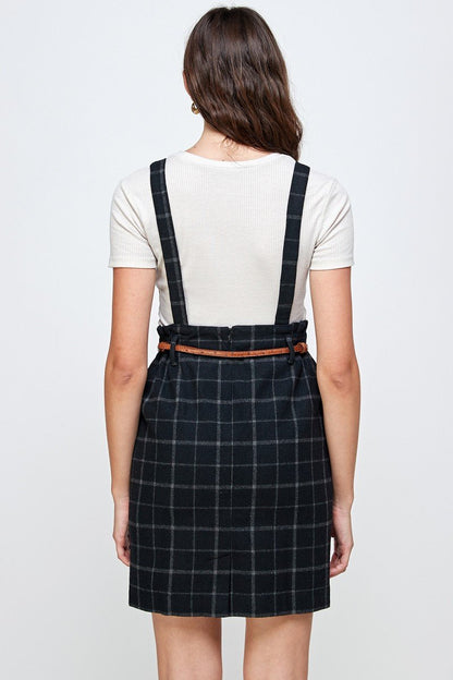 Plaid Suspender Skirt with Belt Detail | Apparel | Kitchen + Metal