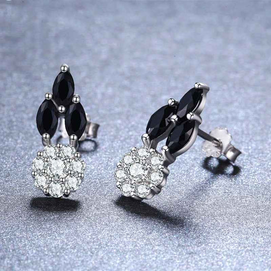 Full Diamond Zircon Earrings - Copper-Plated Design