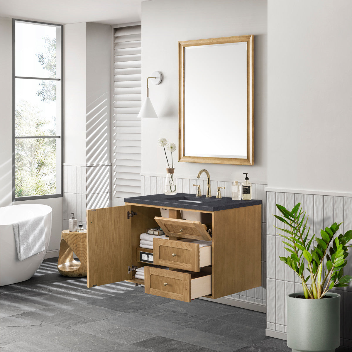 Laurent 36" Single Vanity Cabinet, Light Natural Oak
