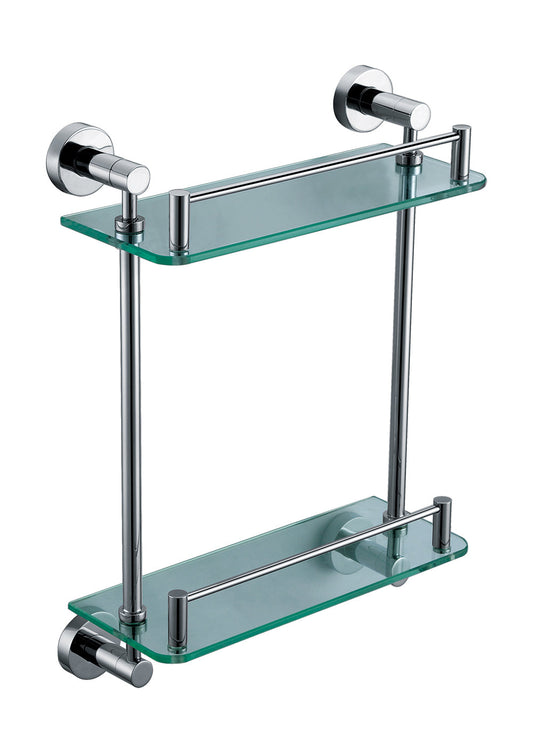 ALFI brand  AB9549 Polished Chrome Wall Mounted Double Glass Shower Shelf Bathroom Accessory