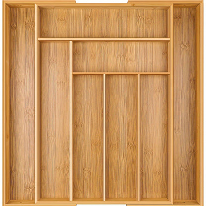 Adjustable Bamboo Cutlery Organizer - Expandable Drawer Divider for