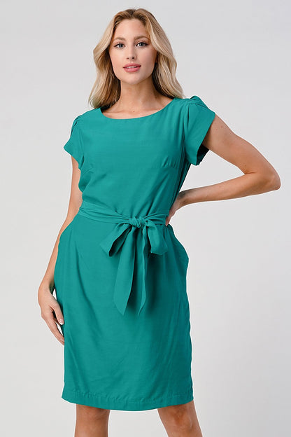 Elegant Cap-Sleeve Dress with Tie Waist | Apparel | Kitchen + Metal