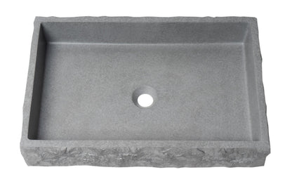 ALFI brand  ABCO24R 24" Solid Concrete Chiseled Style Rectangular Above Mount Vessel Sink