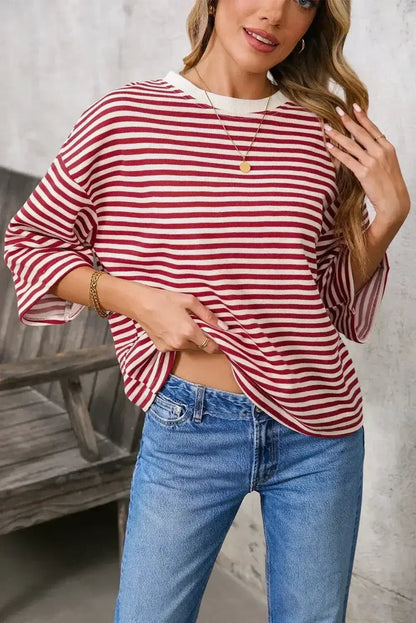 Black Stripe Bowknot Backless T-Shirt