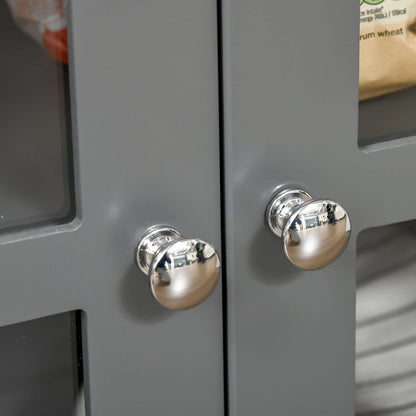 Gray Glass Door Kitchen Cabinet with Drawers | Home Decor | Kitchen + Metal