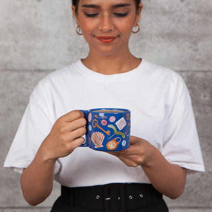 Finders Keepers Ceramic Studio Midi Mug  | Cobalt Blue Coffee Tea Cup