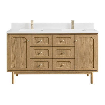 Laurent 60" Double Vanity, Light Natural Oak
