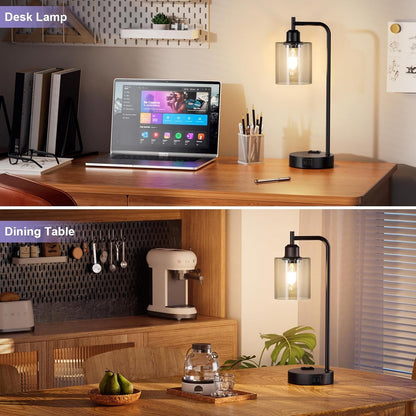 Industrial Touch Bedroom Lamps for Bedrooms Set of 2-3-Way Dimmable | Lighting | Kitchen + Metal