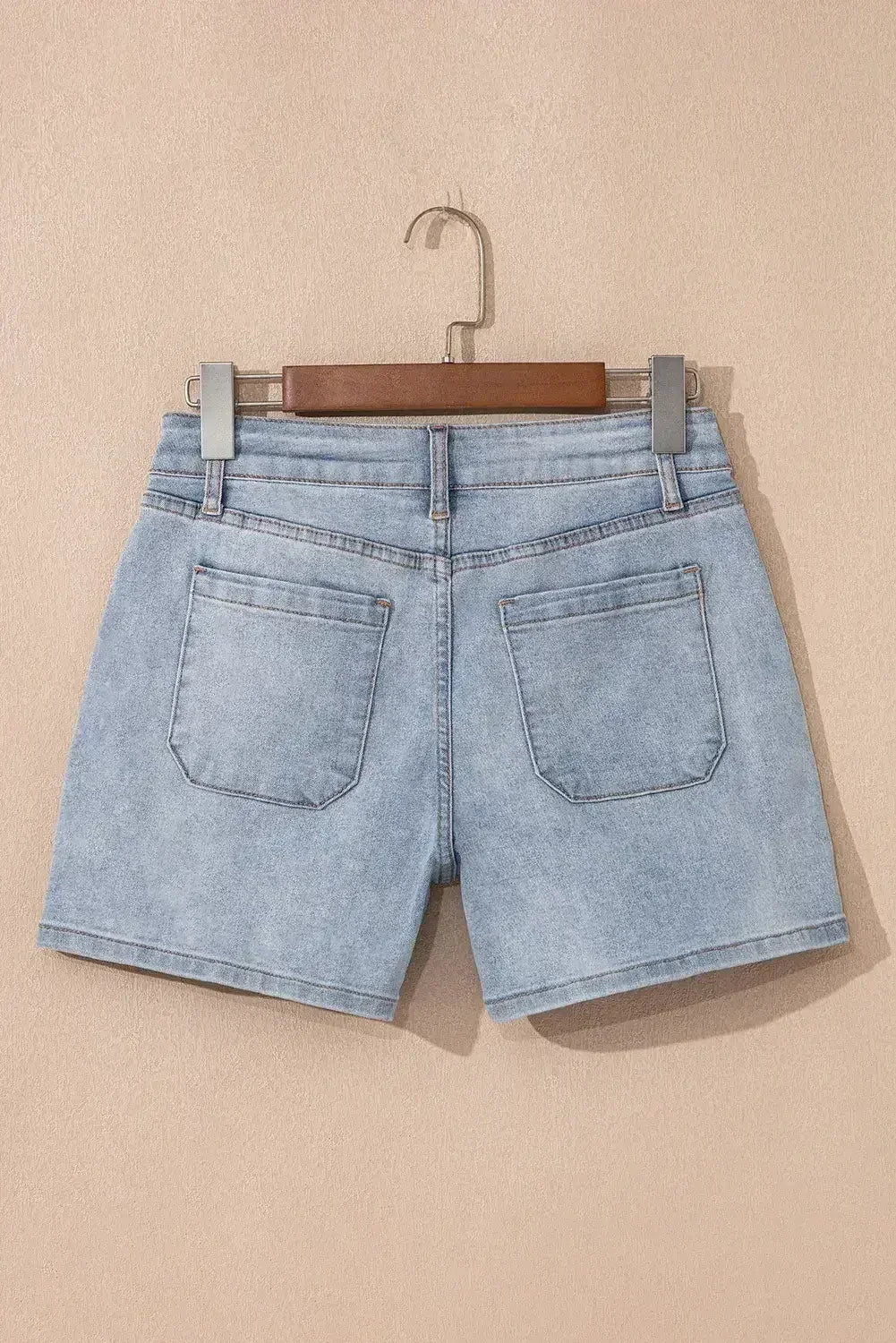 Beau Blue Light Wash High Rise Denim Shorts