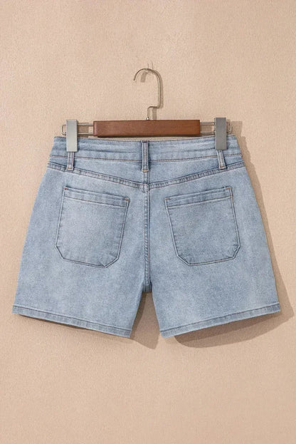 Beau Blue Light Wash High Rise Denim Shorts
