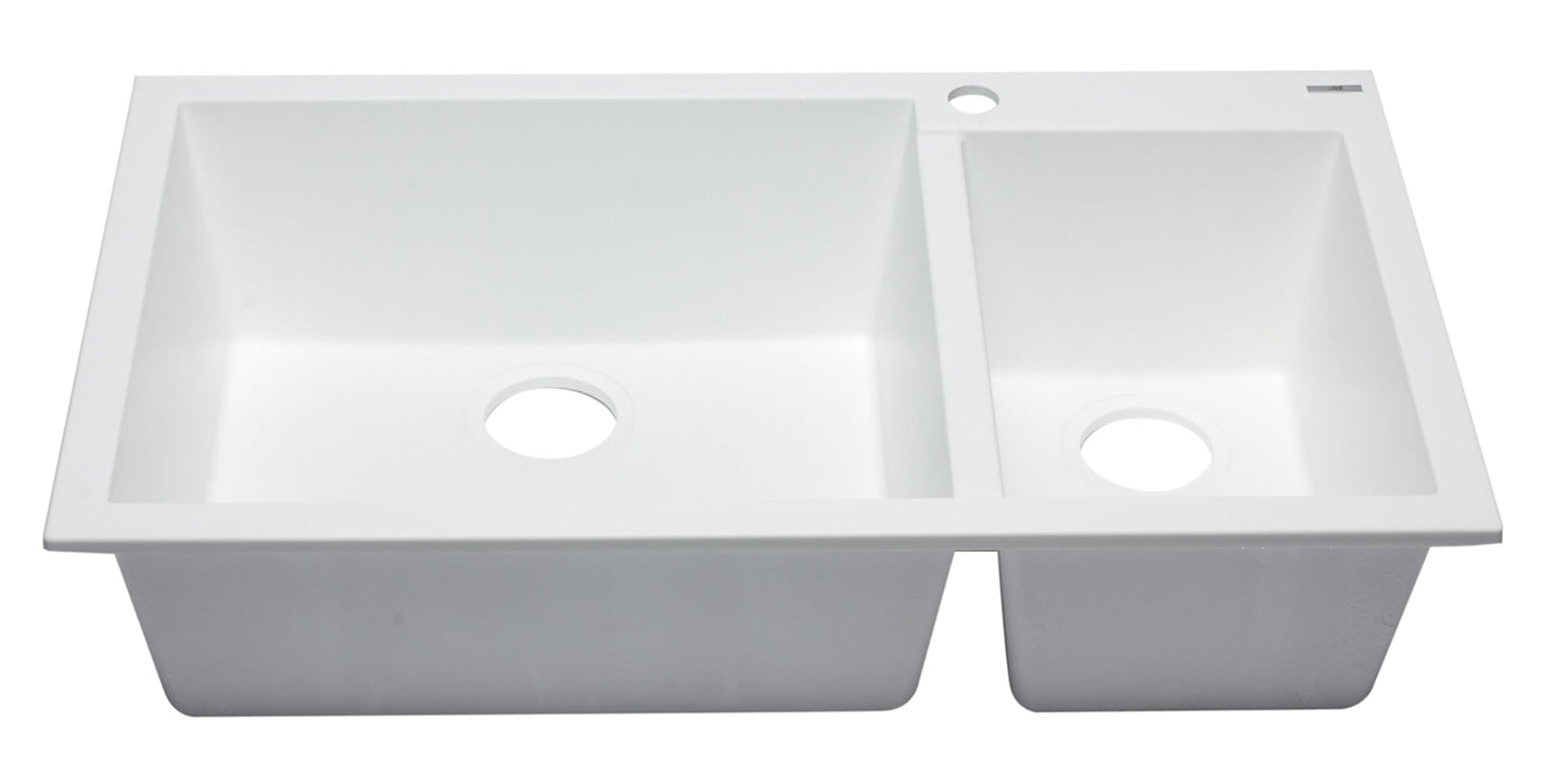 ALFI brand AB3319DI 34" Double Bowl Drop In Granite Composite Kitchen Sink