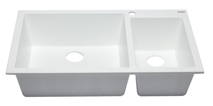 ALFI brand AB3319DI 34" Double Bowl Drop In Granite Composite Kitchen Sink