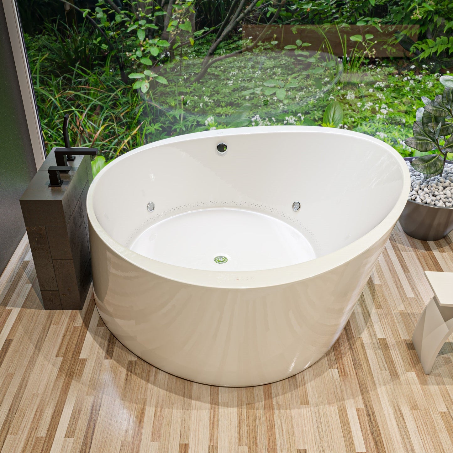 EAGO AM2130  66" Round Free Standing Acrylic Air Bubble Bathtub