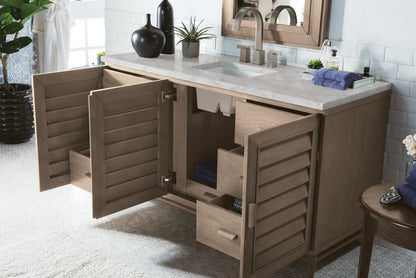 Portland 60" Single Vanity Cabinet, Whitewashed Walnut