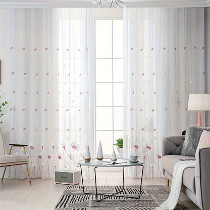 Elegant Floral Embroidered Tulle Curtain for Home Decor