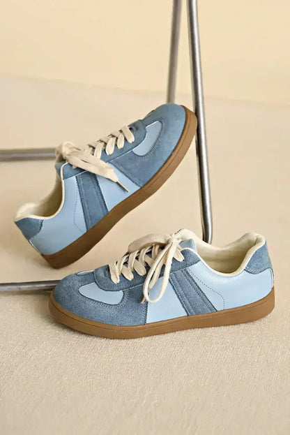 Dusk Blue Suede Sneakers - Two-Tone Lace-Ups - Wholesale Comfort Shoes