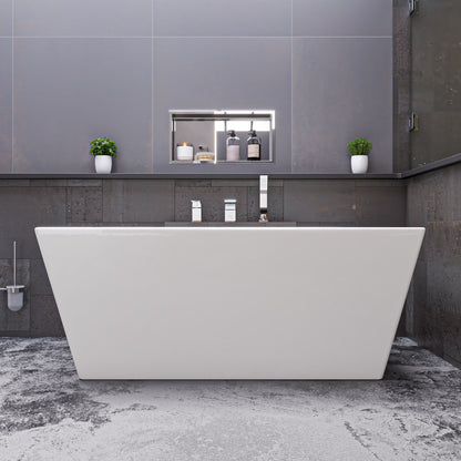 ALFI brand  AB8833 59 inch White Rectangular Acrylic Free Standing Soaking Bathtub