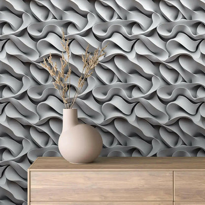 Serene Sculptural Waves Wallpaper