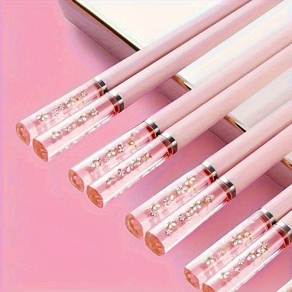 Elegant Pink Cherry Blossom Reusable Chopsticks  Set of 5