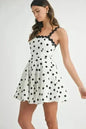 Polka Dot Mini Dress – Ricrac Trim Strap & Smocked Back