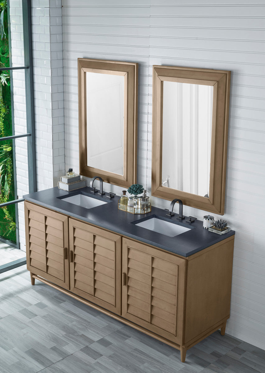 Portland 72" Double Vanity Cabinet, Whitewashed Walnut