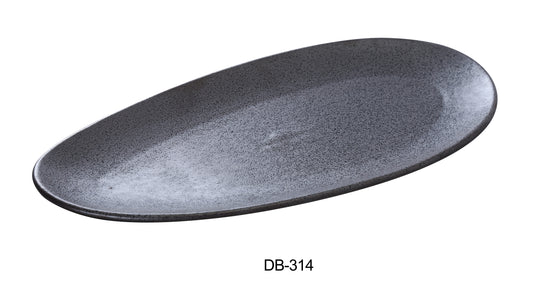 Yanco DB-314 Diamond Black Collection 14" X 6.5" Leaf Shape Plate | Kitchen + Metal
