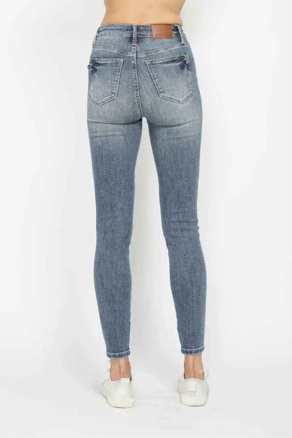Tummy Control Contrast Wash Skinny Jeans
