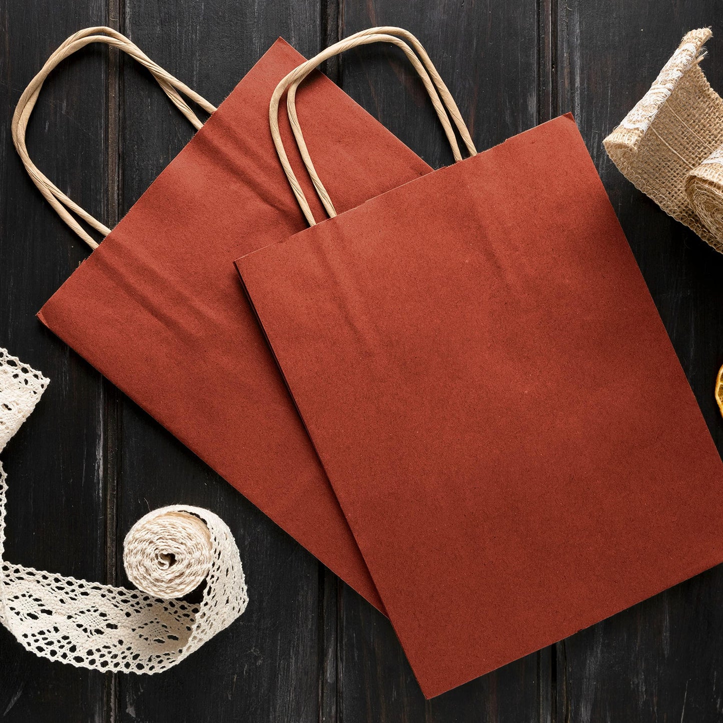 Kraft Paper Bags with Handles 16 x 6 x 12 Inch Pack of 25 Red Gift