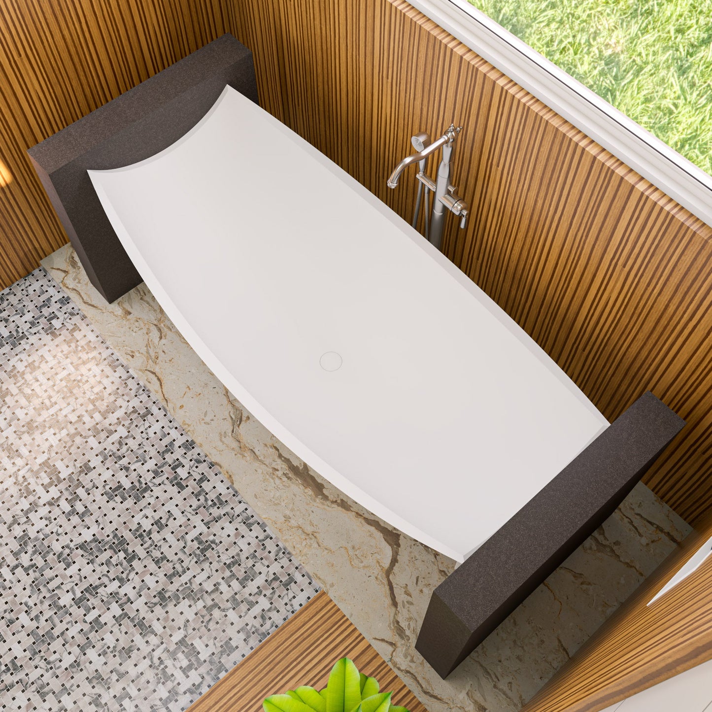 ALFI brand HammockTub2 HammockTub2 71" Solid Surface Resin Suspended Wall Mounted Hammock Bathtub