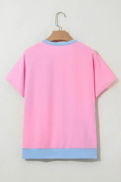 Mint Green Colorblock Half Buttons Henley T Shirt