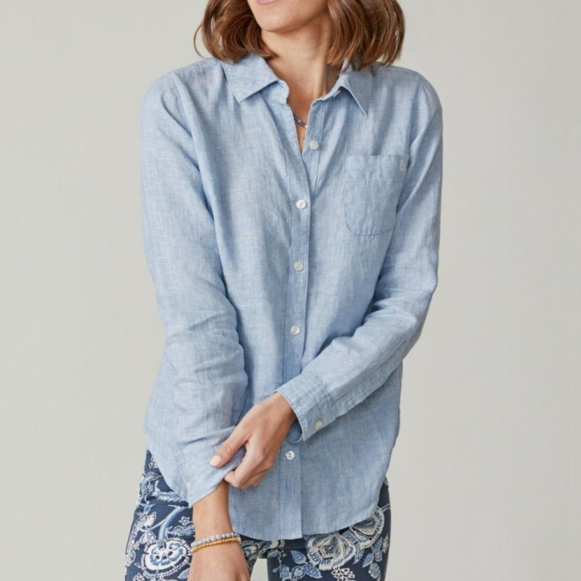 Callie Linen Shirt - Faded Denim Cross Dye