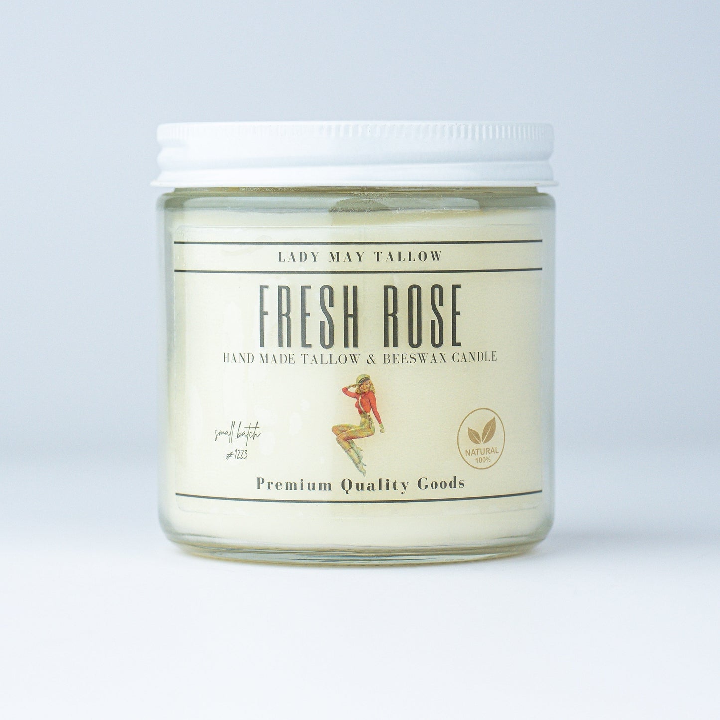 Fresh Rose Tallow & Beeswax Candle