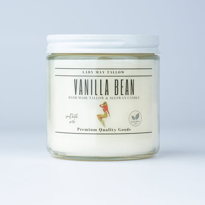 Vanilla Bean Tallow & Beeswax Candle | All Natural, Non-Toxic, Clean Burning