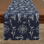 Captain's Quarters Table Runner 72"L Nautical Navy Print