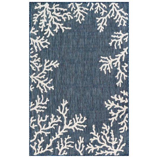 Carmel Coral Border Indoor/Outdoor Rug Navy - 3'9" x 5'7"
