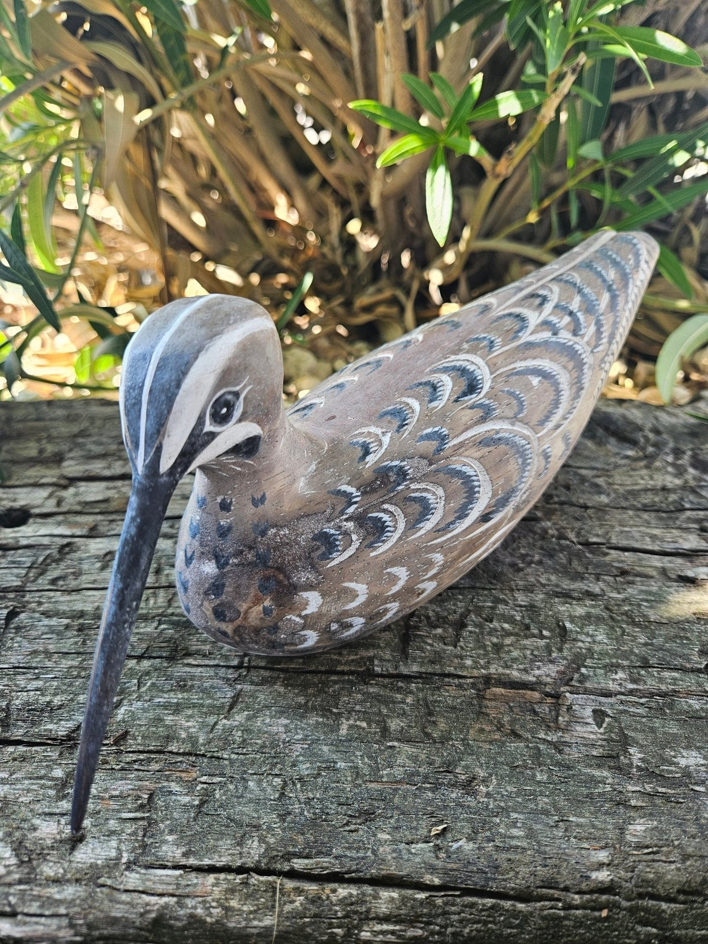 Carved Wooden Snipe Sitting Home Decor – 10.5" x 3.5"