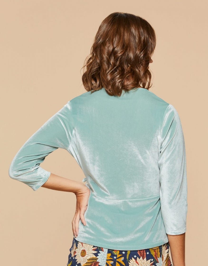 Cassie Wrap Top - Blue Surf