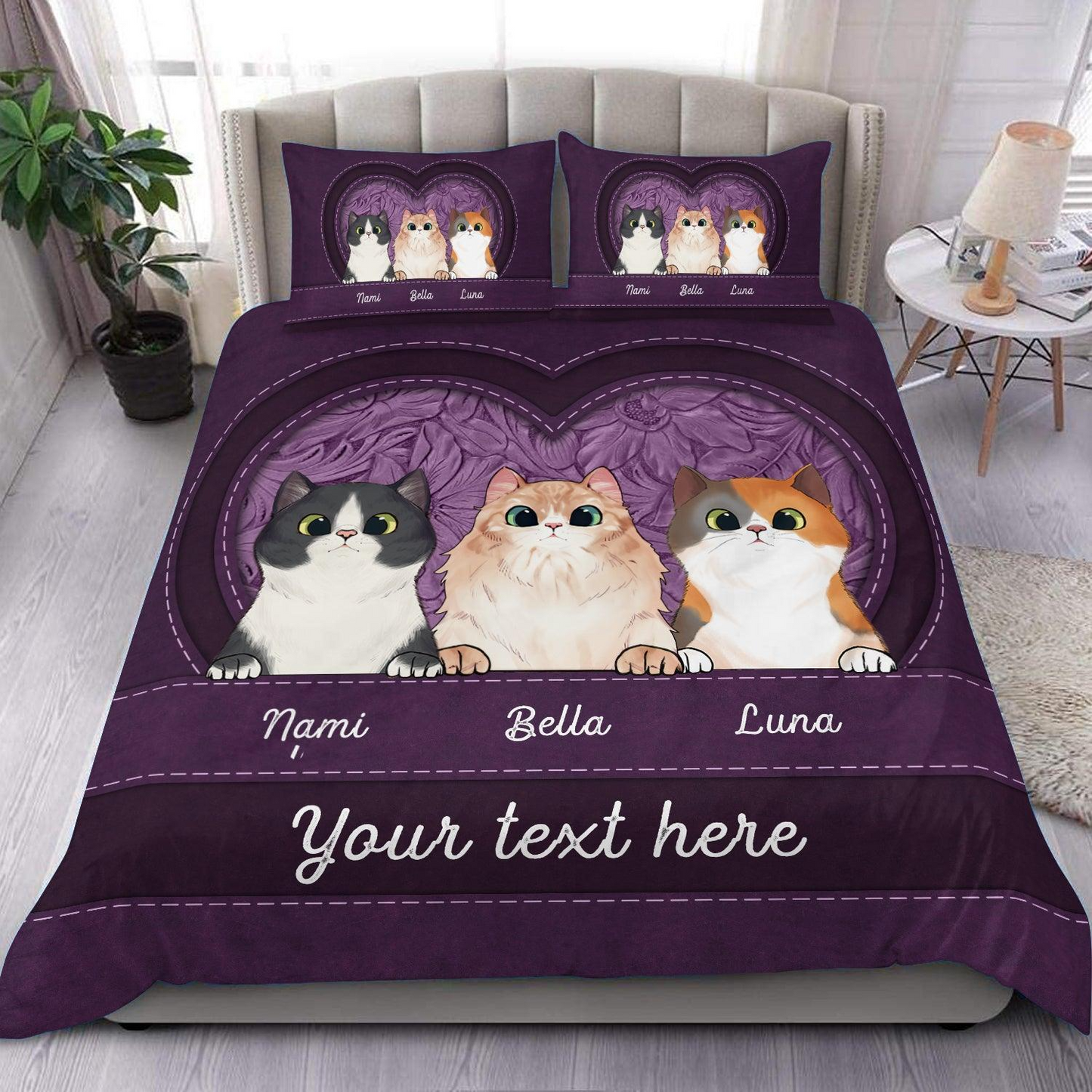 Cat Personalized Bedding Set - Gift For Cat Lovers, Cat Mom, Cat Dad, Cat Owner Gift
