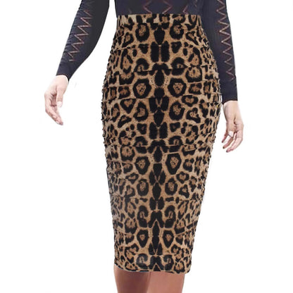 Sexy Leopard Print High Waist Skirt - Sheath Design