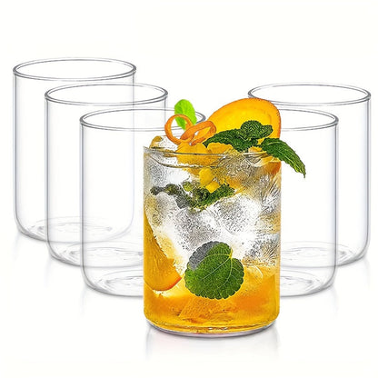 6pcs Borosilicate Glass Drinking Cups Set, 250/400ml Clear Highball