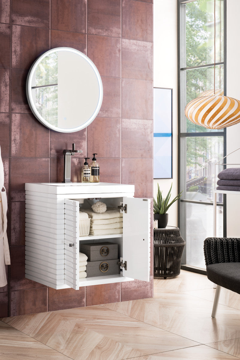 Linden 24" Single Vanity with White Glossy Composite Stone Top