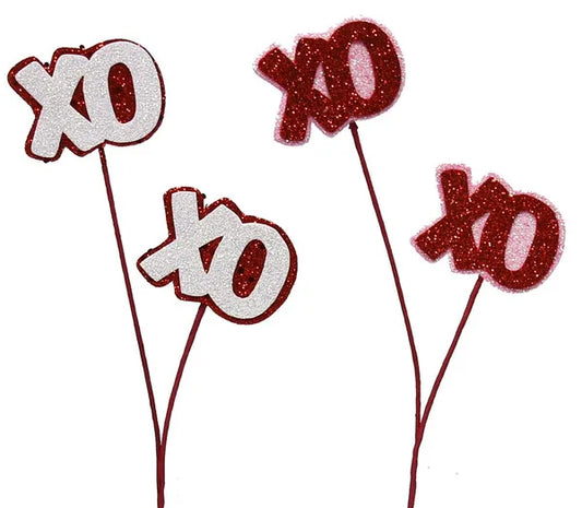 15"OAL GLITTER XOXO PICK 2 ASST RED/WHITE,PINK/RED CHOOSE ONE