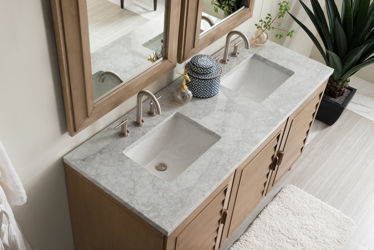 Portland 60" Double Vanity Cabinet, Whitewashed Walnut