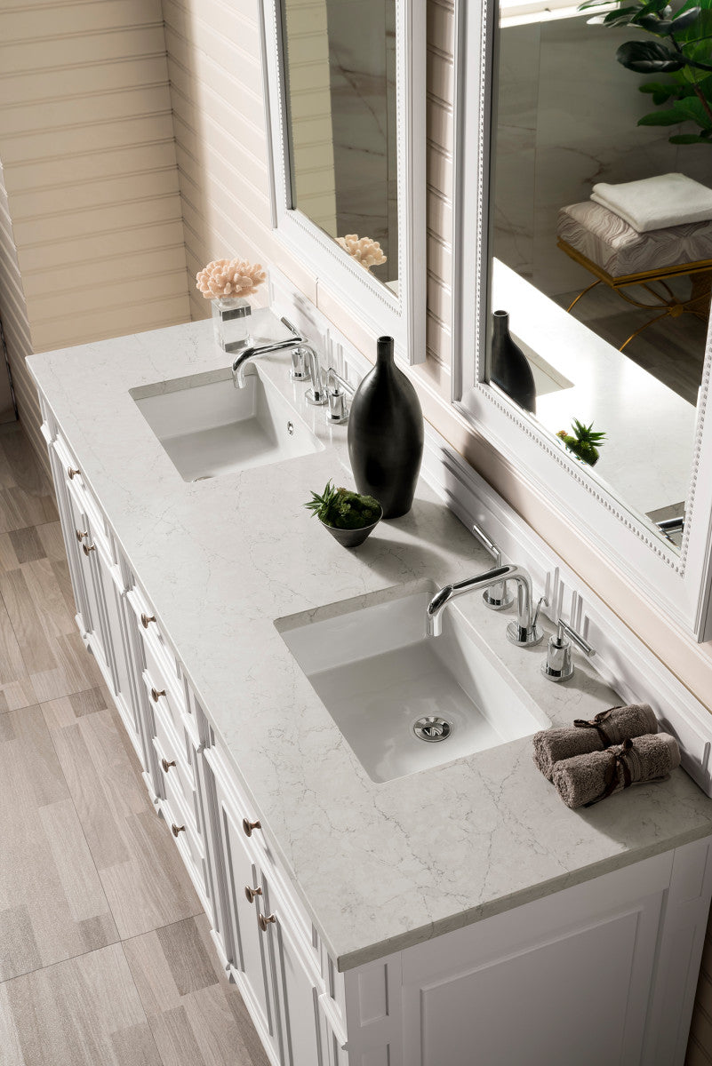 Bristol 72" Double Vanity Cabinet, Bright White