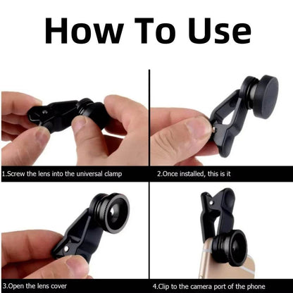 3-in-1 Smartphone Camera Lens Kit with Fisheye and Wide Angle