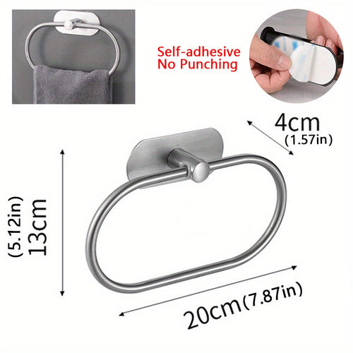 Sleek NoDrill Black Silver Towel Rack  Holder