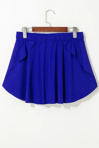 Light Green Drawstring High Waist Lined Tennis Skort