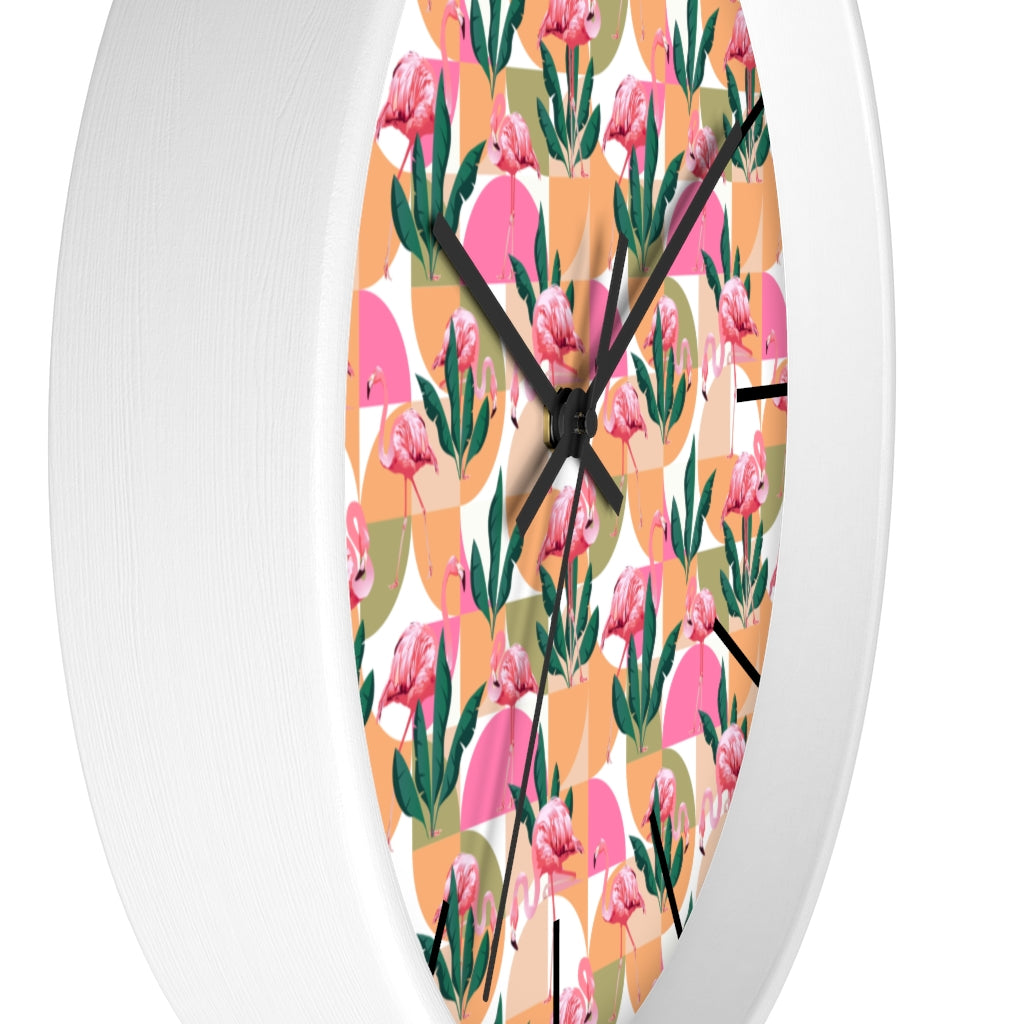 2882Time™ Retro Pink Flamingo Geometric Clock