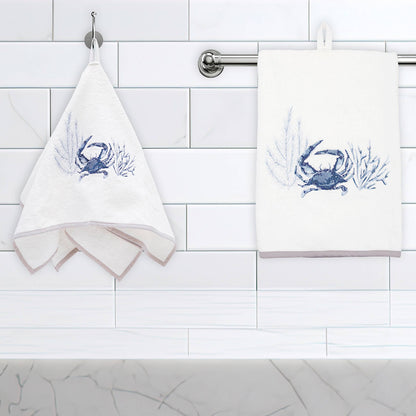 Blue Crab Terrycloth Guest Hand Towel